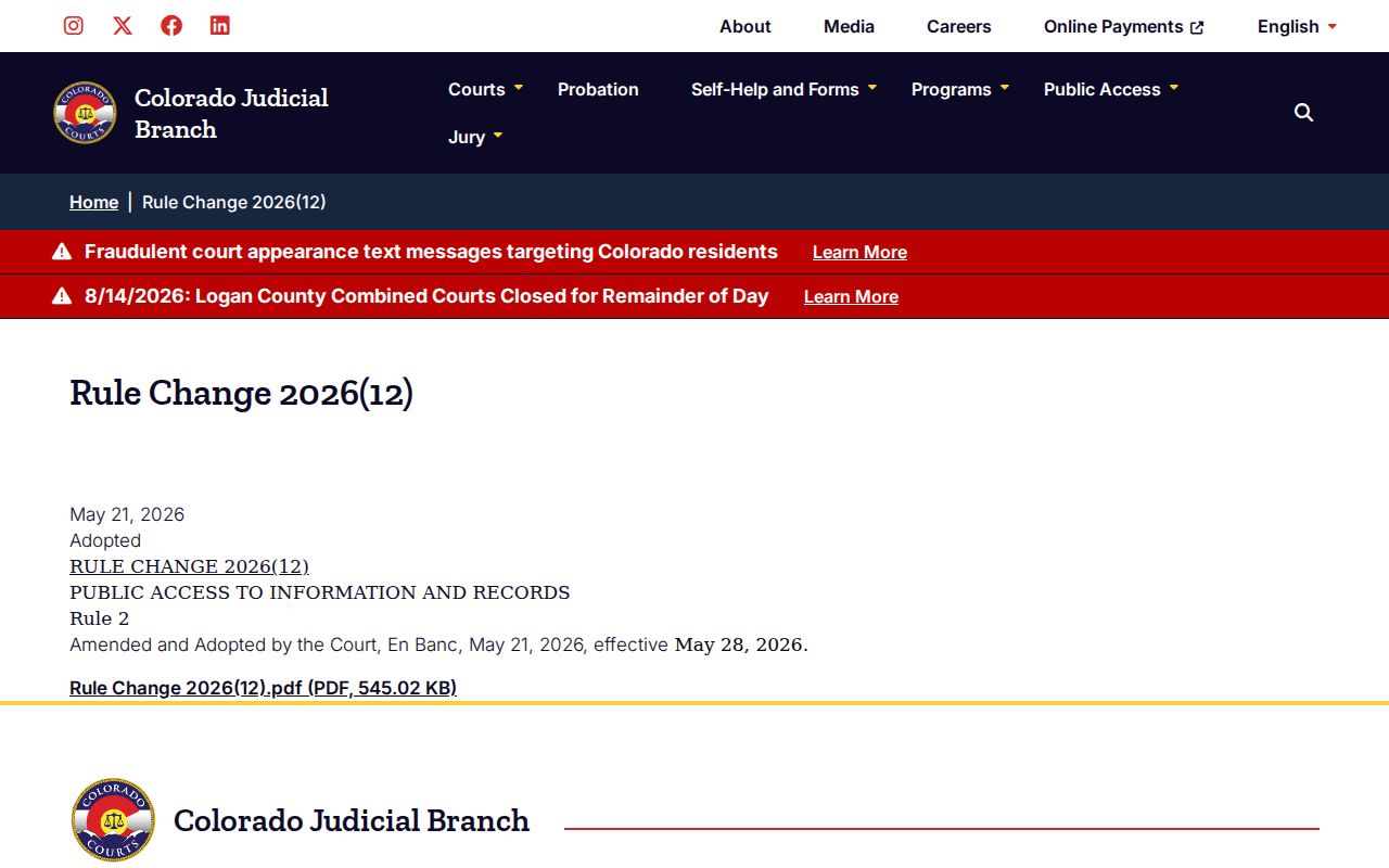 Morgan County civil docket PAIRR 2 court record rule change