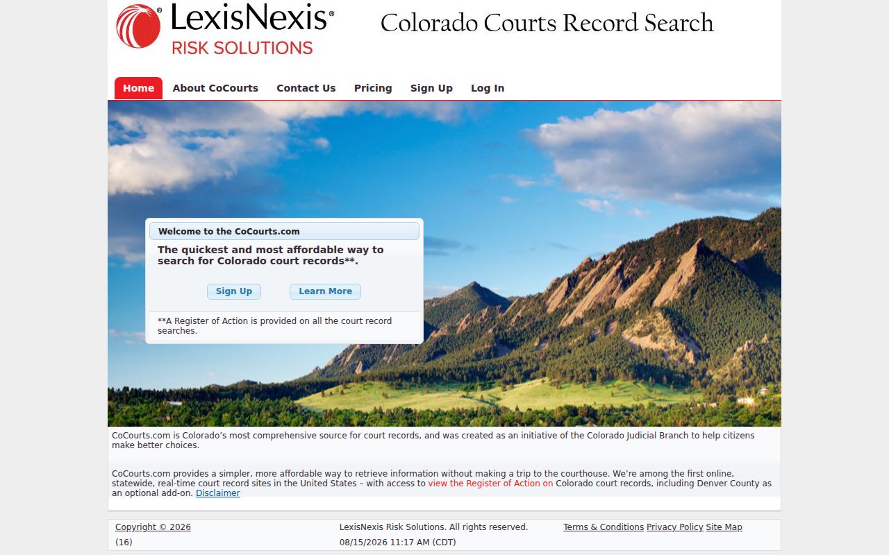 Morgan County court docket Register of Actions vendor interface