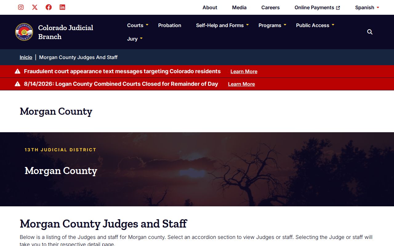 Morgan County court docket judges clerk and court staff directory